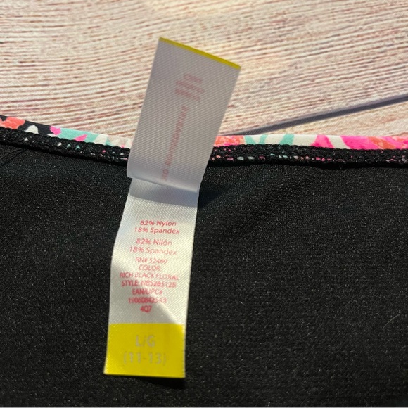 Pink Floral Bikini Brief Bottoms with Cut Outs on Hip, Size Juniors L 11-13 - Picture 4 of 5